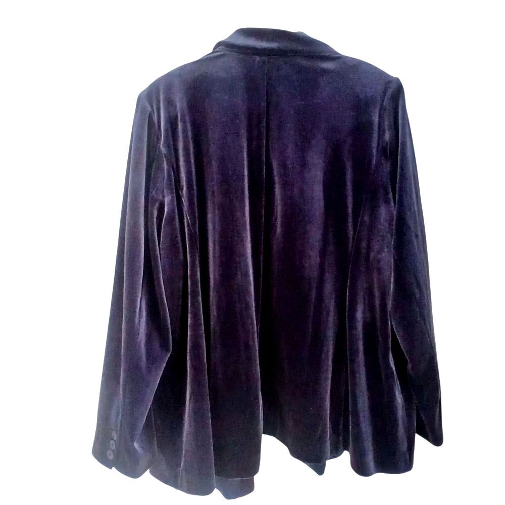 Lane Bryant Purple Velvet Blazer w/ Notched Lapel Classic Slouchy Comfortable 24 - Picture 4 of 13